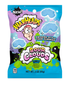 Warheads Sour Clouds Cotton Candy Swedish Style Gummy 3oz 12ct
